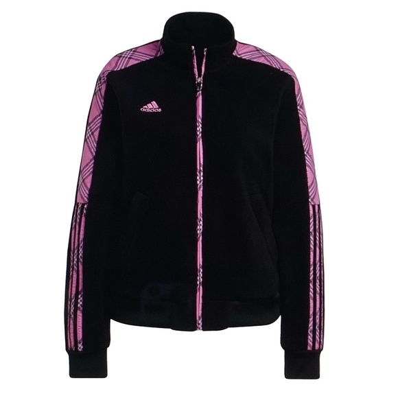ADIDAS Tiro Winterized Hoodie Sweatshirt Track Jacket Black Lilac 3/4 Zip S NWT - Picture 2 of 16
